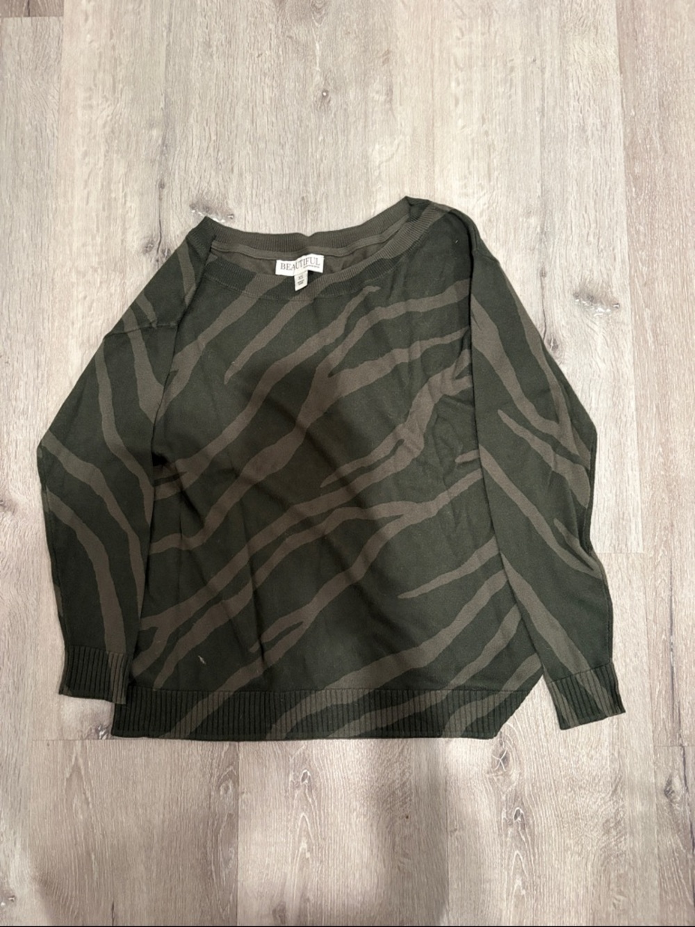 Beatrice Oliva Olive & Dark Green Zebra Print Sweater